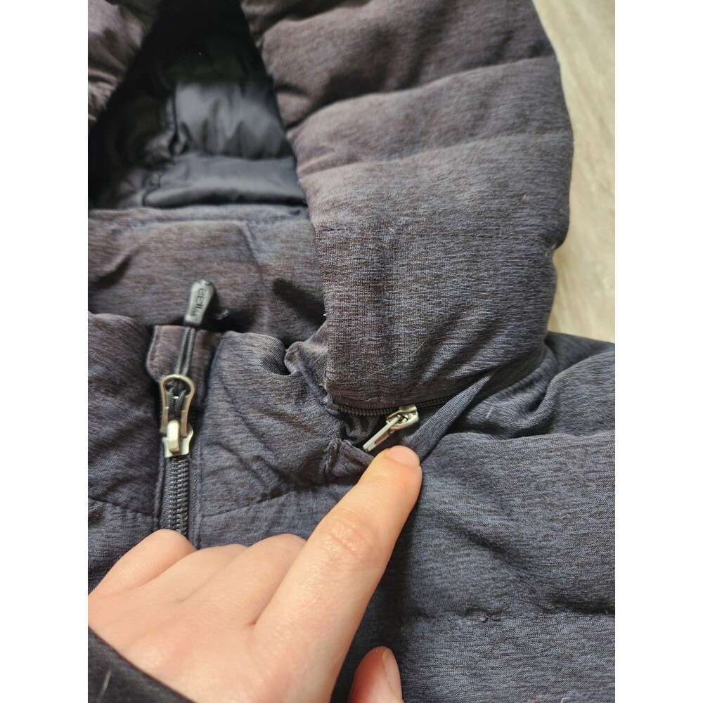 HeatKeep Down Puffer Jacket XL Gray Quilted Insulated Removable Hood Winter GUC - Picture 8 of 11